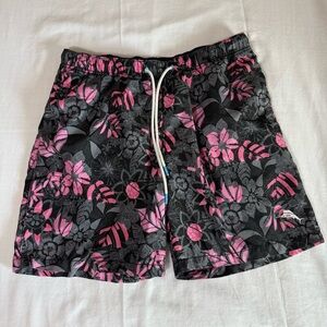 Tommy Bahama Swim Trunk Size Medium Paradise Pink Floral Print Beach Vacation